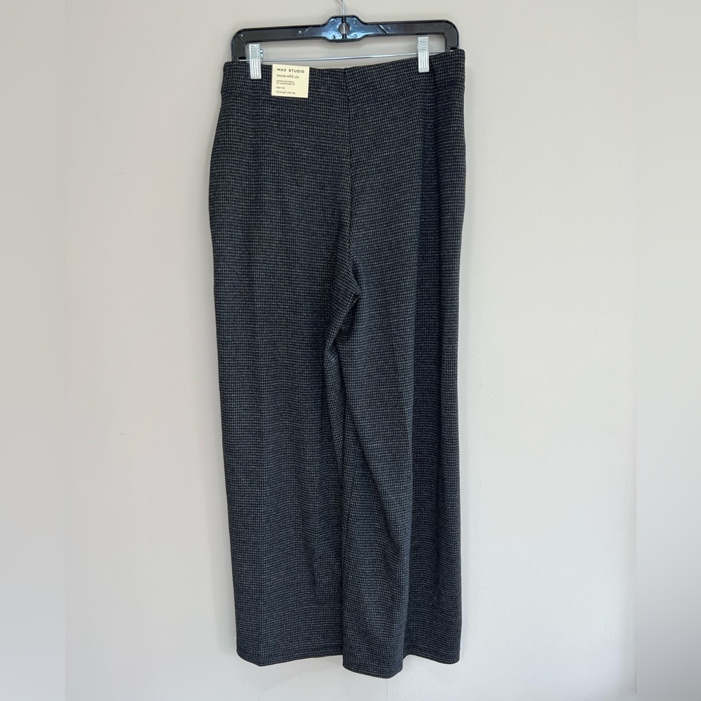 Max Studio NWT Sailor Wide Leg High Rise Pant in Black/ Grey Houndstooth, L - Picture 3 of 12